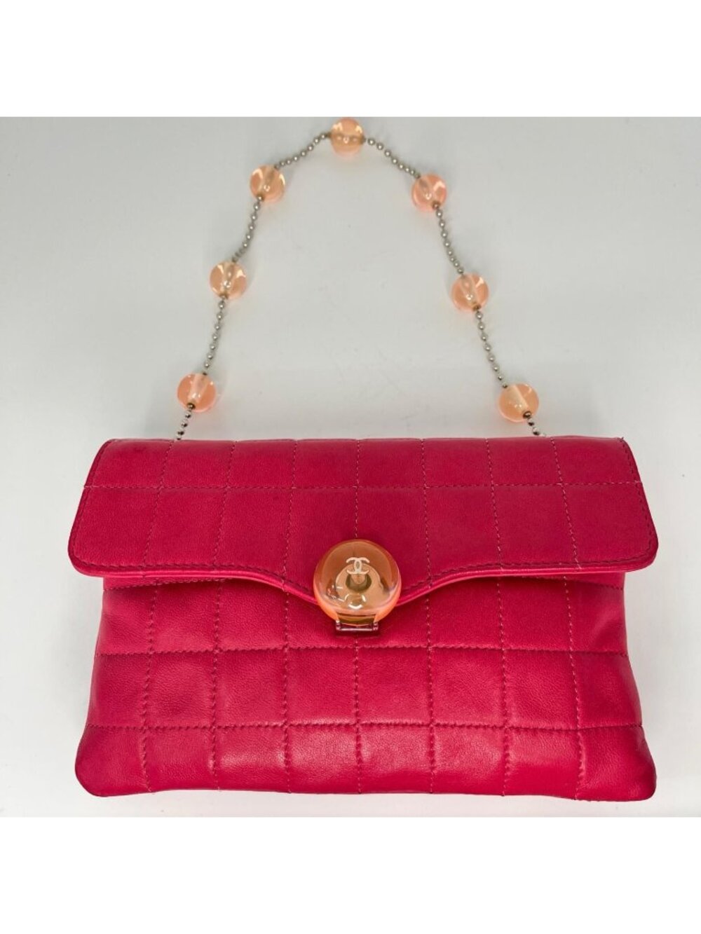 Chanel Choco Bar Ball Chain Shoulder Bag Shocking Pink Card